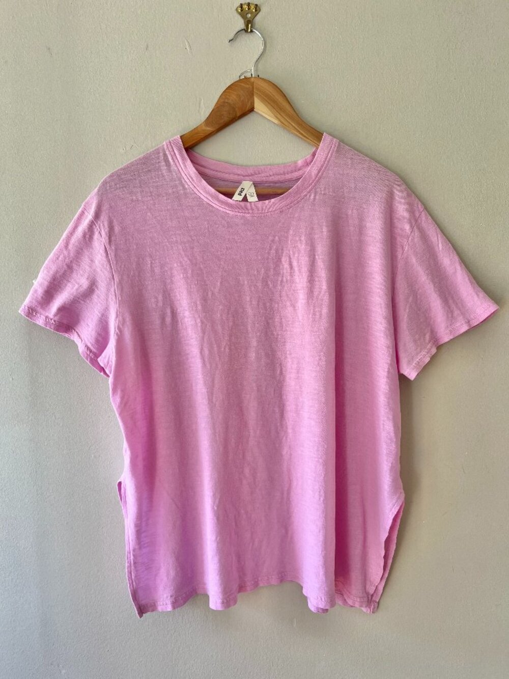 Pact Sz L Pink Pullover Tunic Blouse Organic Cotton Side Slits